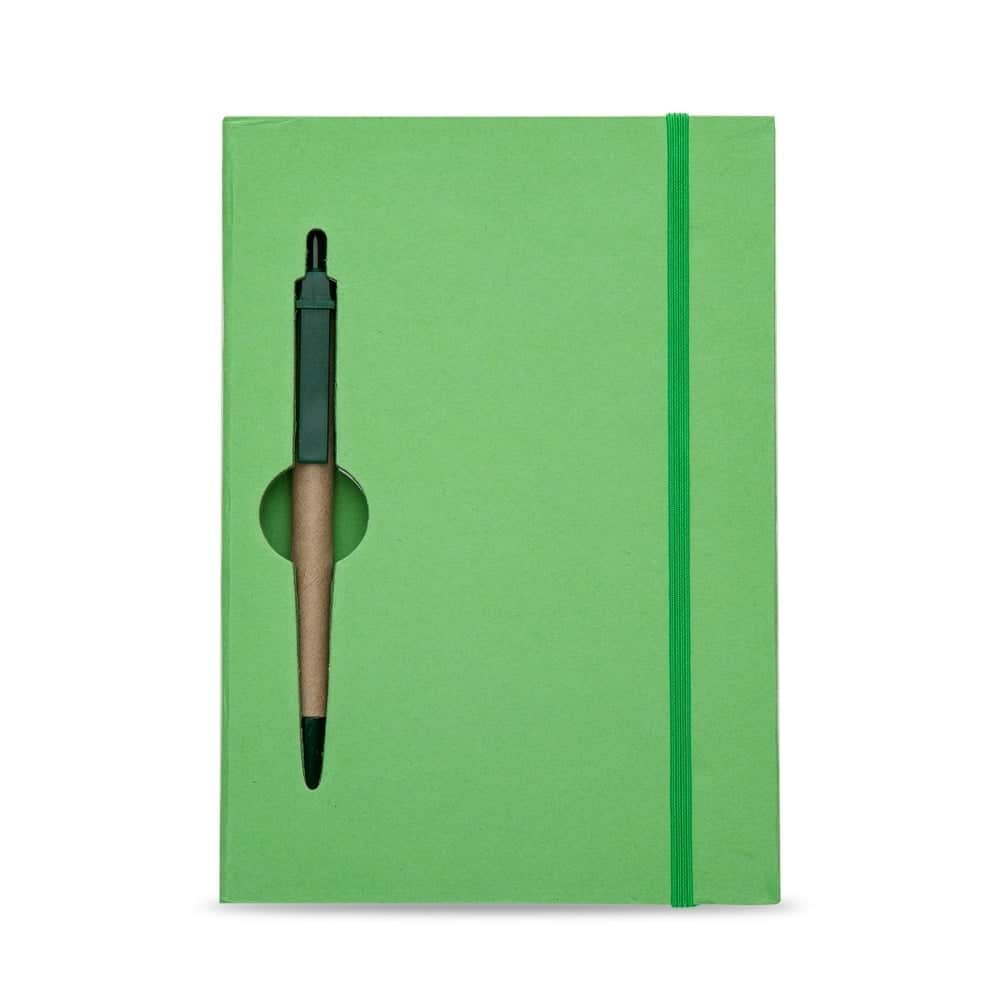 BLOCO DE ANOTAÇÕES C/ CANETA ECOLÓGICA SPX-13005-VD NA COR VERDE