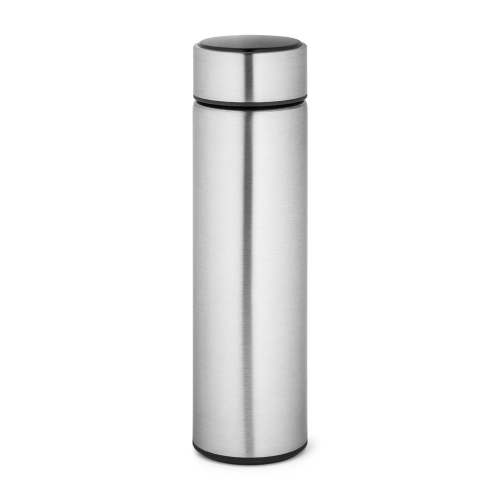 Garrafa em aço inox de parede dupla térmica, isolada a vácuo