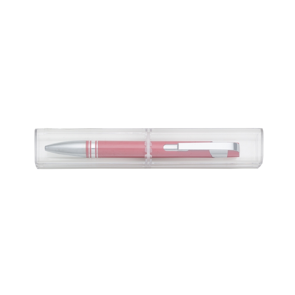 CANETA SEMI - METAL C/ TUBINHO ACRILICO  SPX-12653-VM NA COR VERMELHO