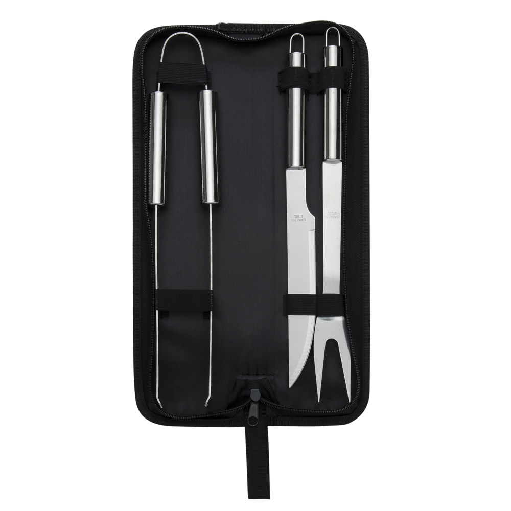 KIT CHURRASCO 3 PEÇAS   SPX-07446-PRE NA COR PRETO