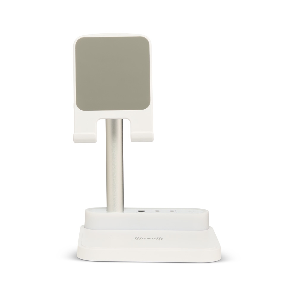 CARREGADOR SEM FIO COM LUZ E SUPORTE SPX-08000-BCO NA COR BRANCO