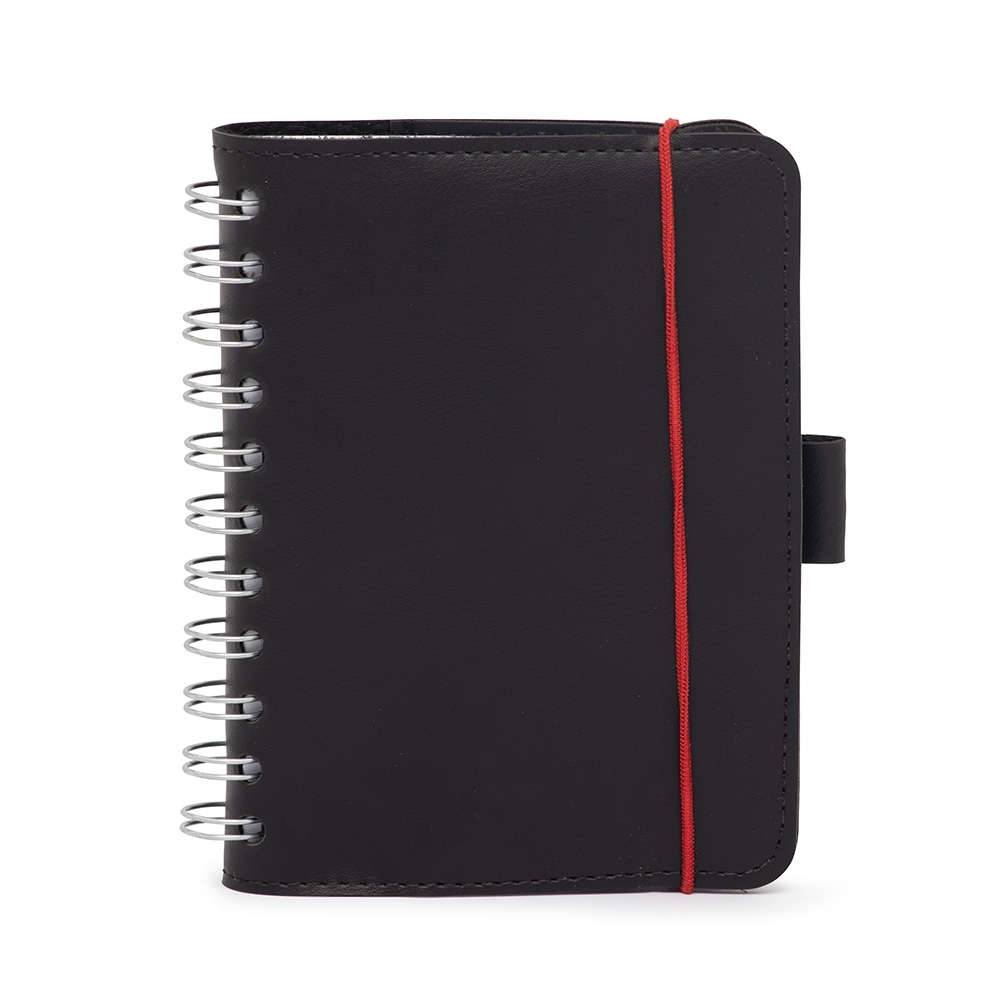 CADERNETA DE COURO SINTÉTICO SPX-15093-PRE NA COR PRETO