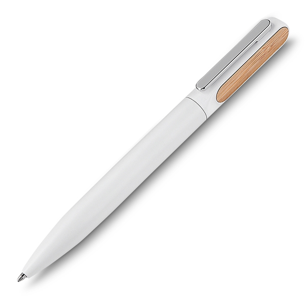 CANETA METAL DET. BAMBU C/ ESTOJO SPX-14675-BCO NA COR BRANCO
