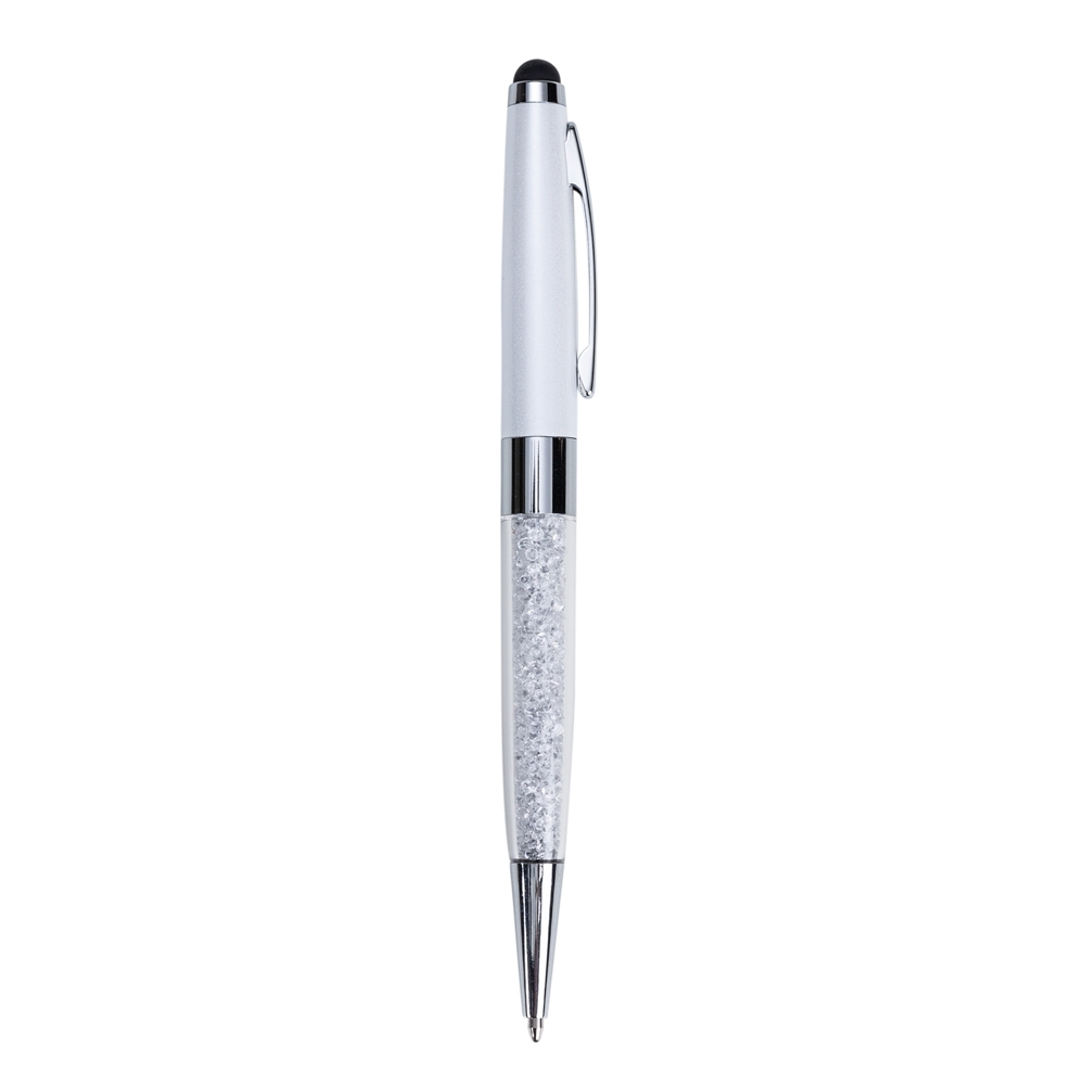 CANETA METAL C/ CRISTAIS TOUCH SPX-13991-BCO NA COR BRANCO