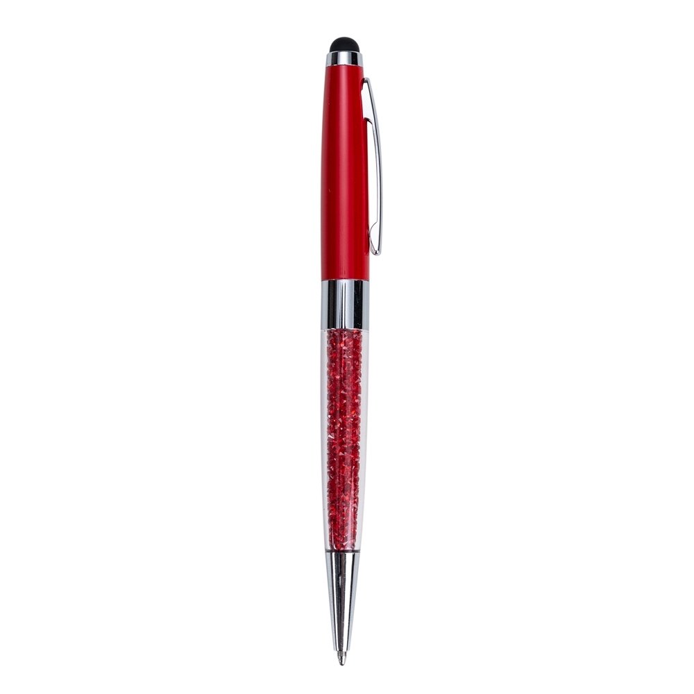 CANETA METAL C/ CRISTAIS TOUCH SPX-13991-VM NA COR VERMELHO