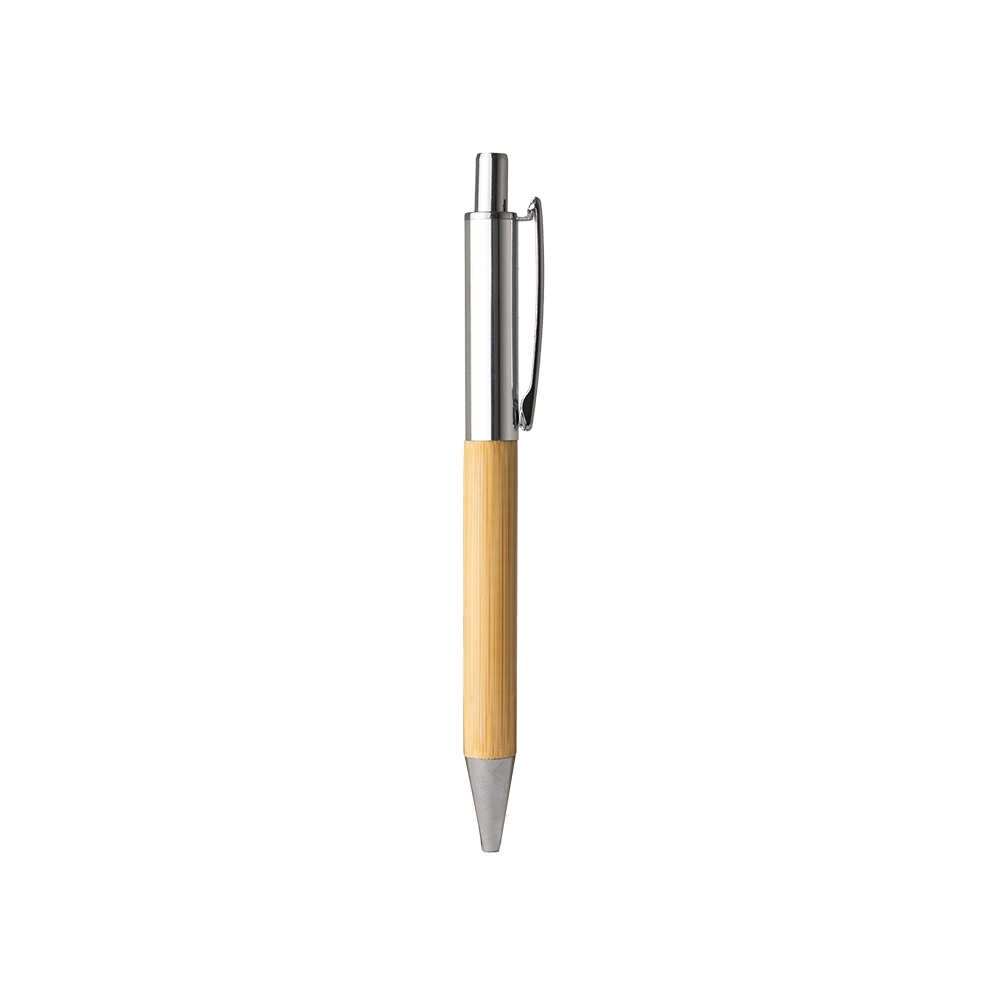 CANETA METAL E BAMBU SPX-15059-PRA NA COR PRATA