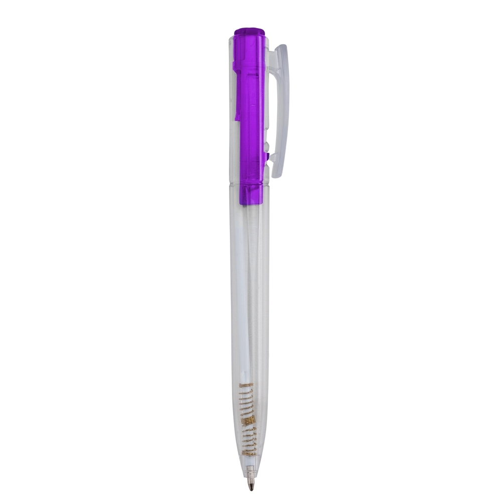 CANETA PLÁSTICA TRANSLUCIDA SPX-01091A-TRA/ROX NA COR ROXO