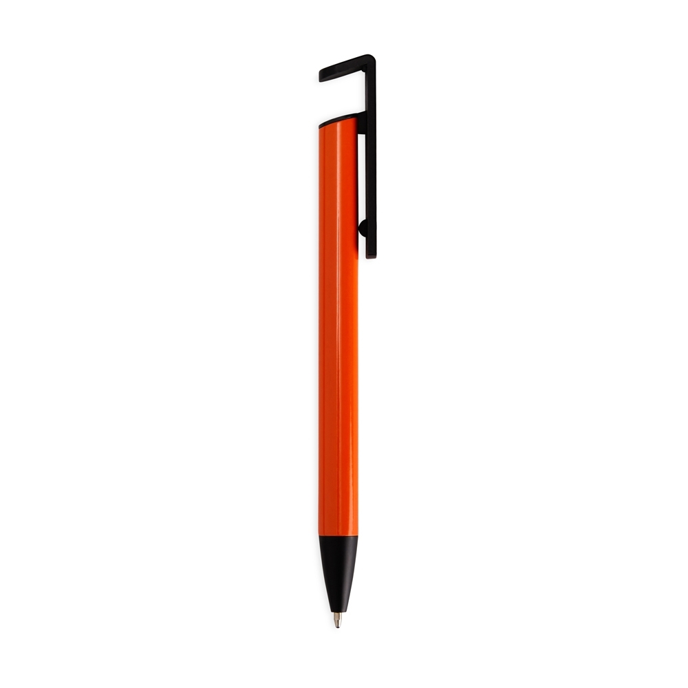 CANETA SEMIMETAL COM SUPORTE SPX-14795-LAR/PRE NA COR LARANJA