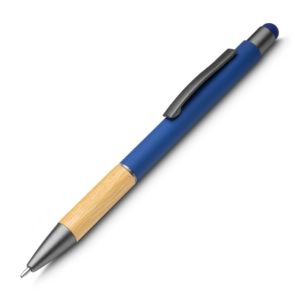 CANETA TOUCH SCREEN ALUMÍNIO E BAMBU SPX-15011-AZU NA COR AZUL