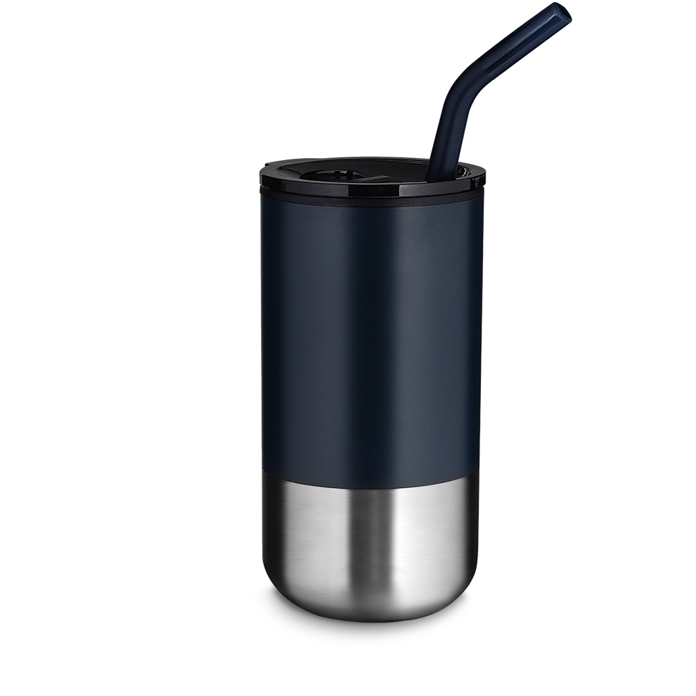 COPO INOX COM CANUDO 500ML SPX-14997-AZU NA COR AZUL