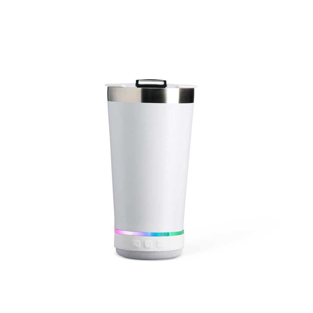 COPO TÉRMICO 400ML C/ CAIXA DE SOM SPX-18749-BCO NA COR BRANCO
