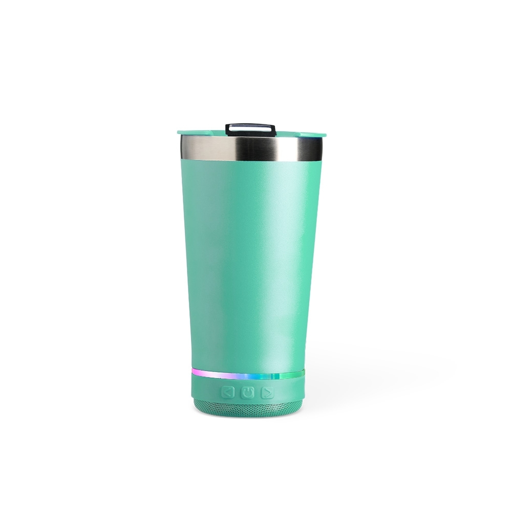 COPO TÉRMICO 400ML COM CAIXA DE SOM SPX-18749B-TUR NA COR AZUL