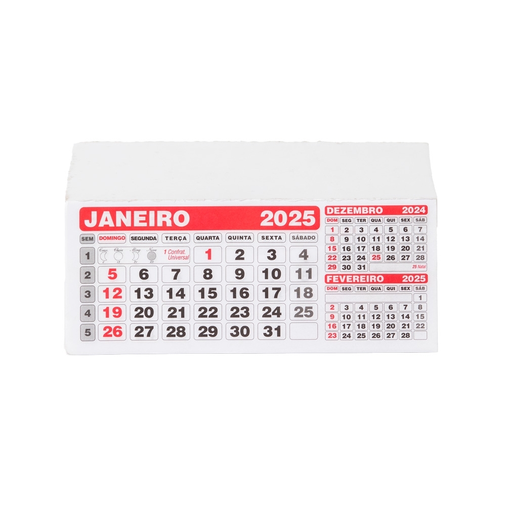 FOLHINHA CALENDÁRIO 2026 (COMPRE APENAS QUANTIDADES MÚLTIPLO DE 100PEÇAS) SPX-12658-BCO NA COR BRANCO