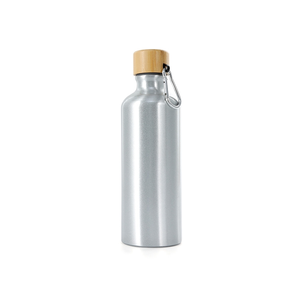 GARRAFA ALUMÍNIO 500ML TAMPA BAMBU SPX-06018-PRA NA COR PRATA
