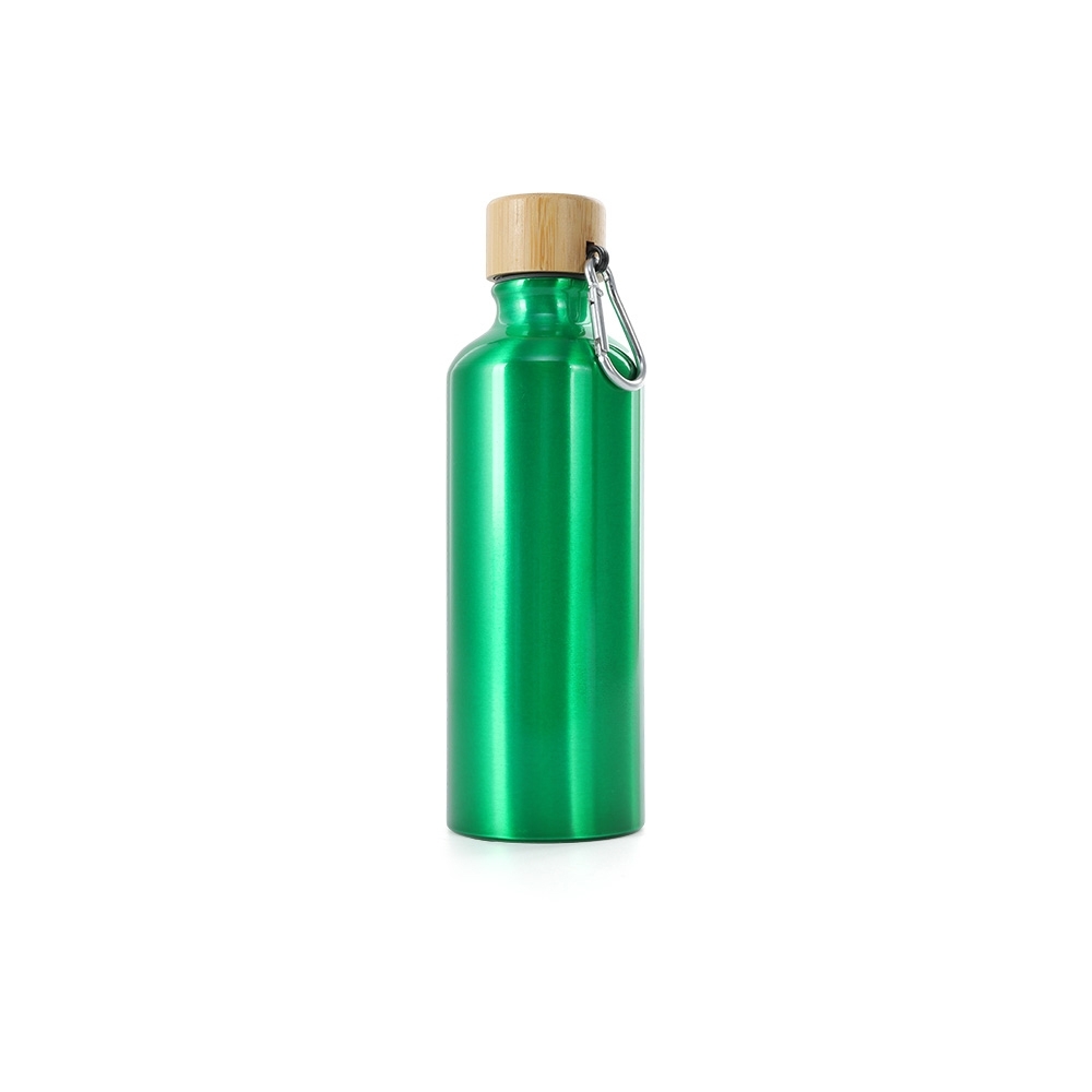 GARRAFA ALUMÍNIO 500ML TAMPA BAMBU SPX-06018-VD NA COR VERDE