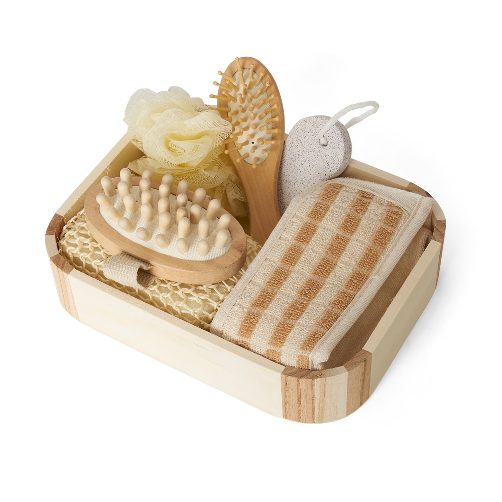 KIT BANHO ECOLÓGICO C/ 6 PÇS SPX-14614-MAD NA COR MADEIRA