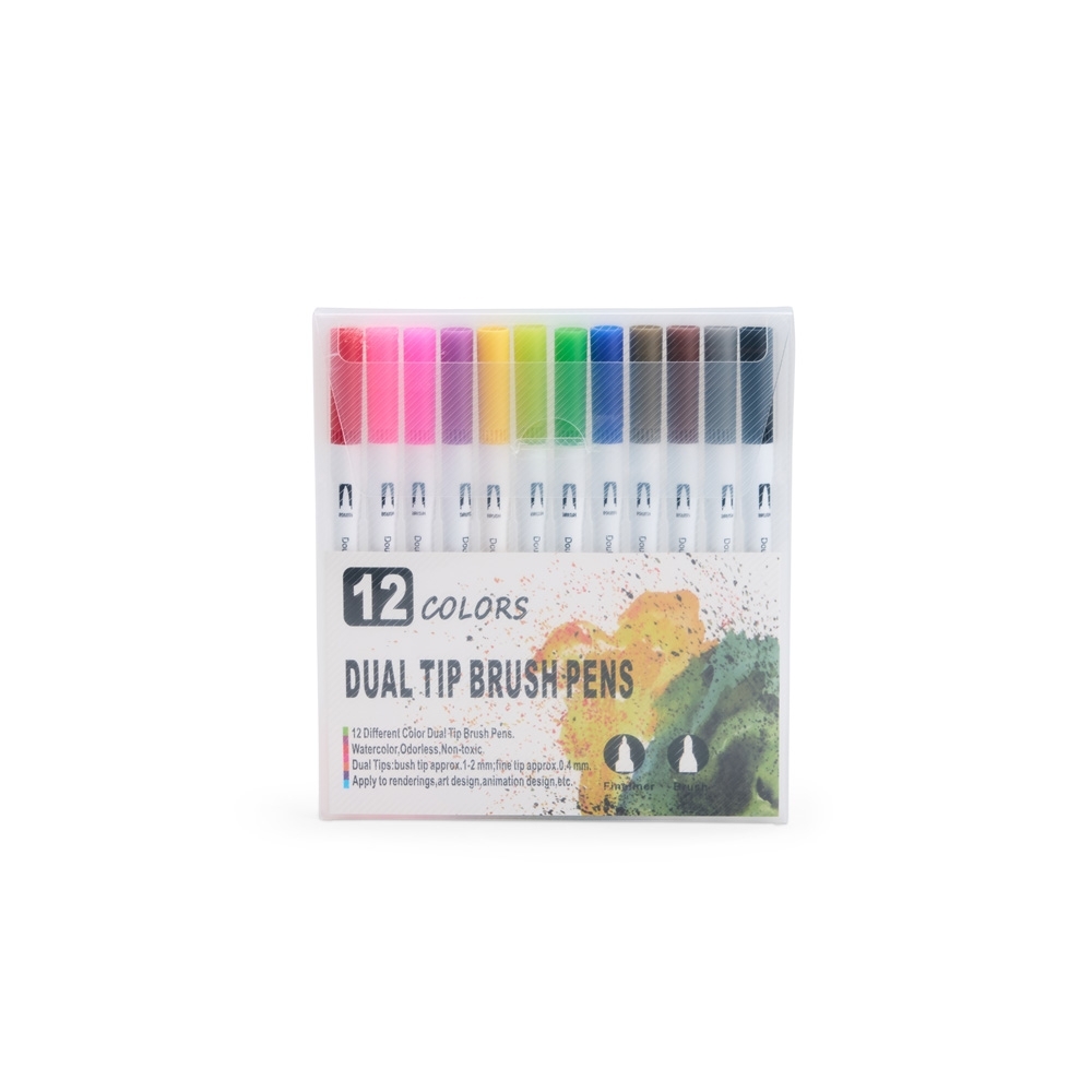 KIT CANETINHAS PONTA DUPLA COM 12 CORES SPX-08332-12-COL NA COR COLORIDO