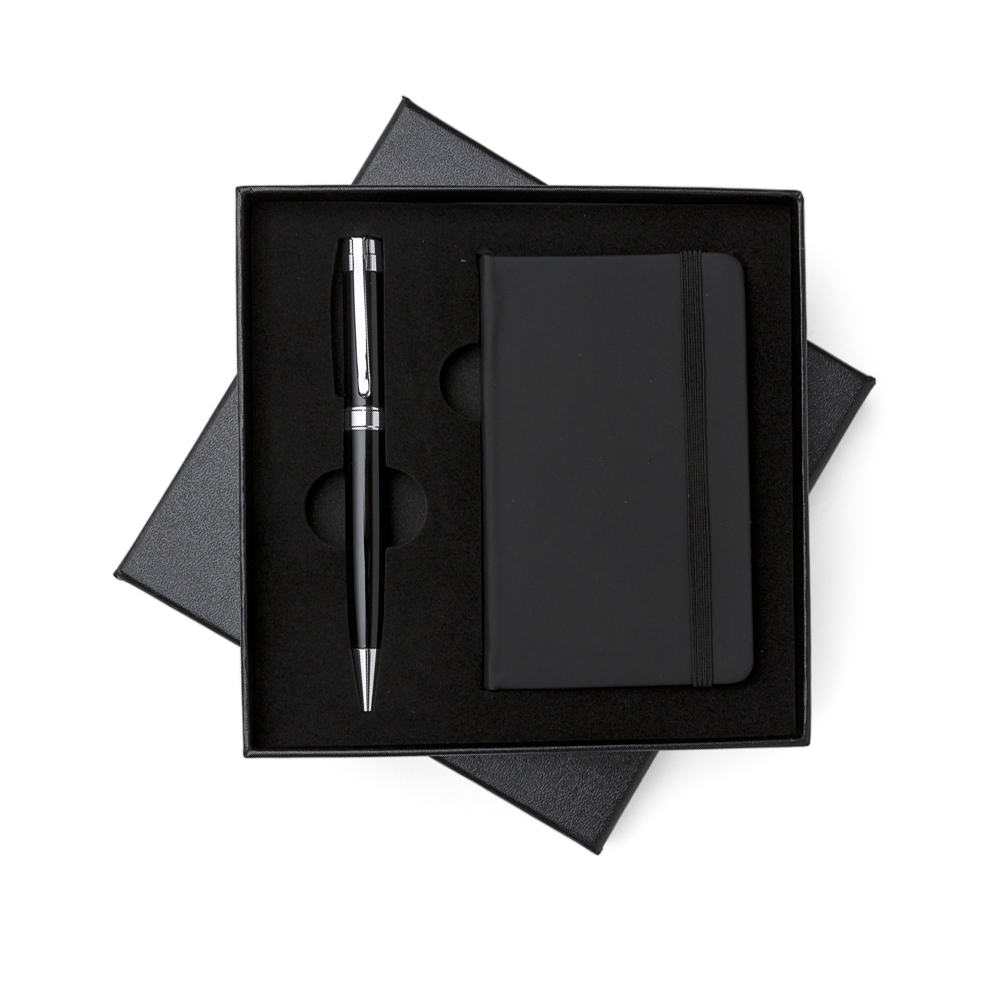 KIT CANETA E CADERNETA TIPO MOLESKINE SPX-10889-PRE NA COR PRETO