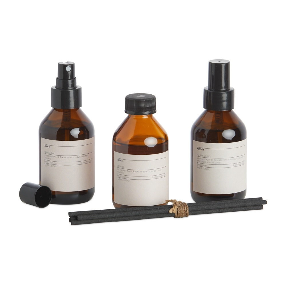 KIT C/ 3 AROMAS P/ AMBIENTES AVELÃ SPX-15012C-MAR NA COR MARROM