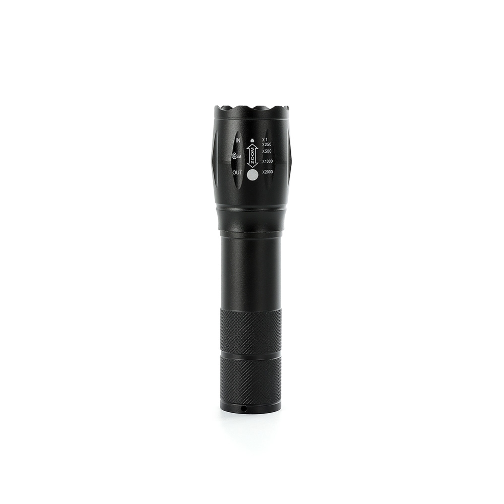 LANTERNA METAL RECARREGÁVEL "USB-V8" SPX-01397-PRE NA COR PRETO