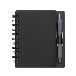 CADERNO PLÁSTICO COM CANETA SPX-11193-PRE/FOS NA COR PRETO