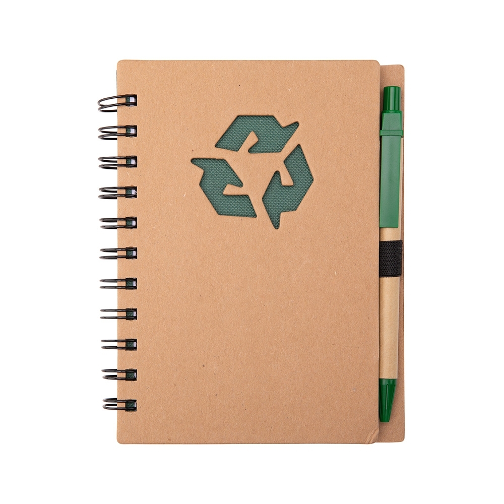 CADERNO ECOLÓGICO COM CANETA SPX-19135-VD NA COR VERDE