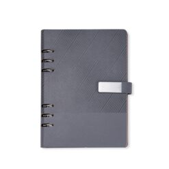 CADERNO FICHÁRIO COURO SINTÉTICO SPX-19140-CIN NA COR CINZA