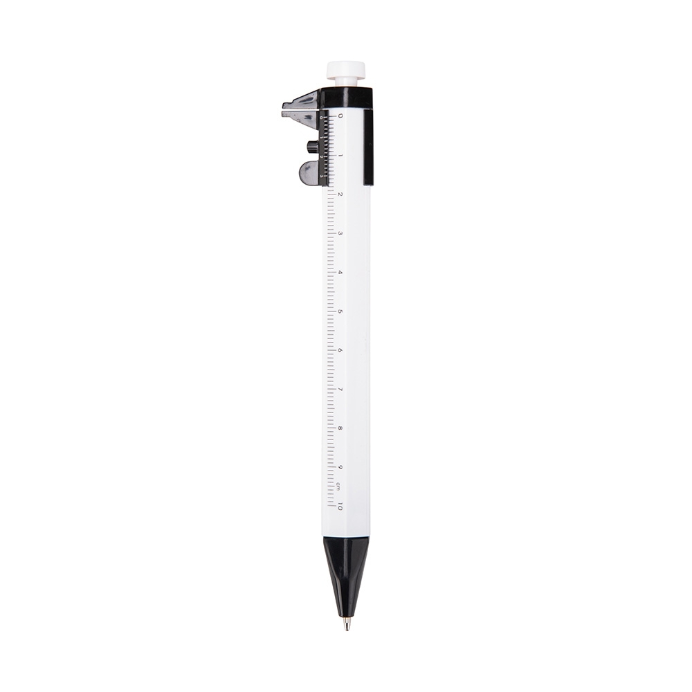 CANETA PLÁSTICA PAQUIMETRO SPX-09254-BCO/PRE NA COR BRANCO