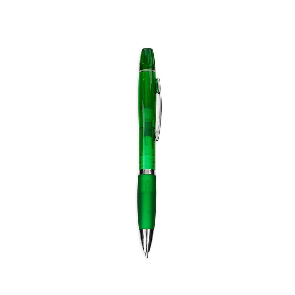 CANETA PLÁSTICA COM MARCA-TEXTO SPX-09112-VD NA COR VERDE